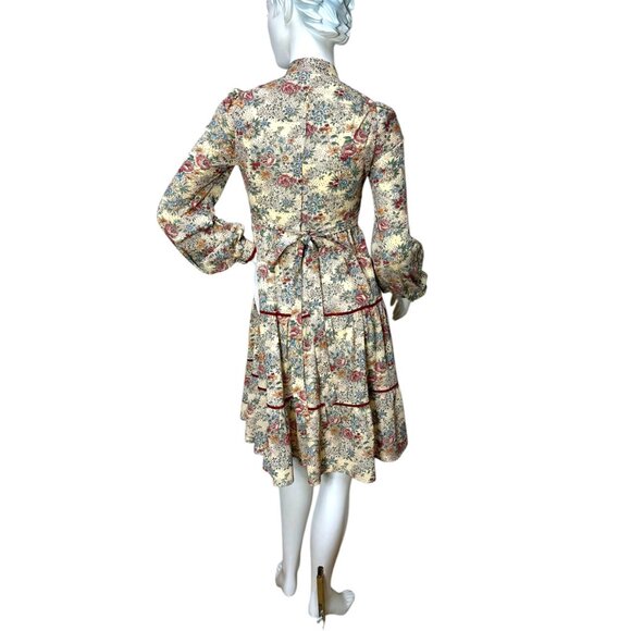 1970s boho dress with tiered skirt and shirred bodice by Jody T of California Si - Picture 3 of 9